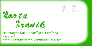 marta kranik business card